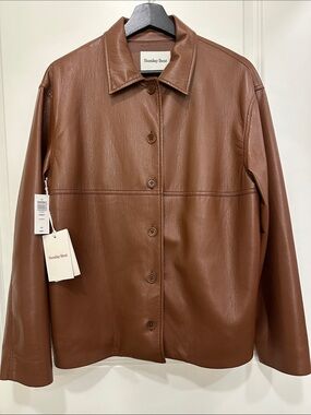 Aritzia Sunday Best-Gabby Cognac Vegan Leather Jacket